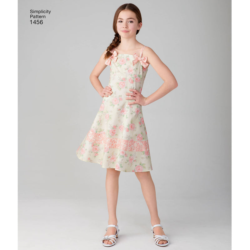 Simplicity Child's and Girls' Dress with Bodice Variations and Hat