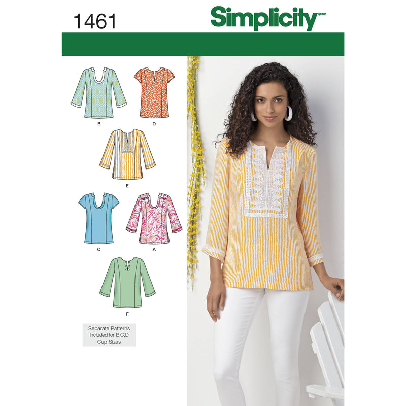 Simplicity Women's and Plus Tunic with Neckline and Sleeve Variations