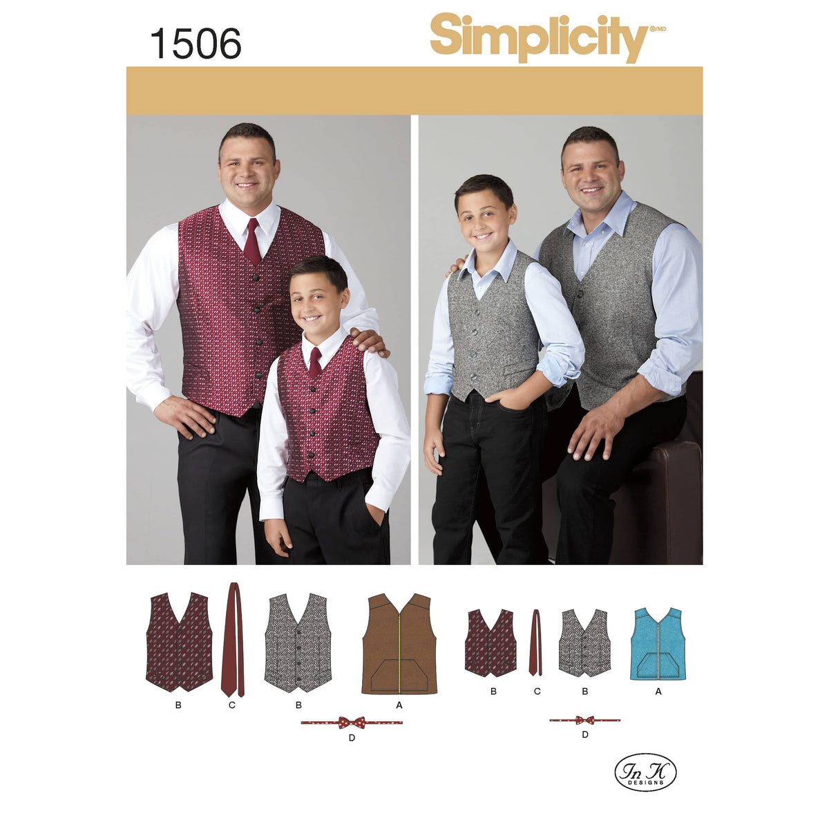 Simplicity Husky Boys' and Big and Tall Men's Vests Sewing Pattern S1506