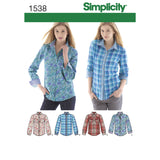 Simplicity Women's Button Front Shirt sizes 6 - 22