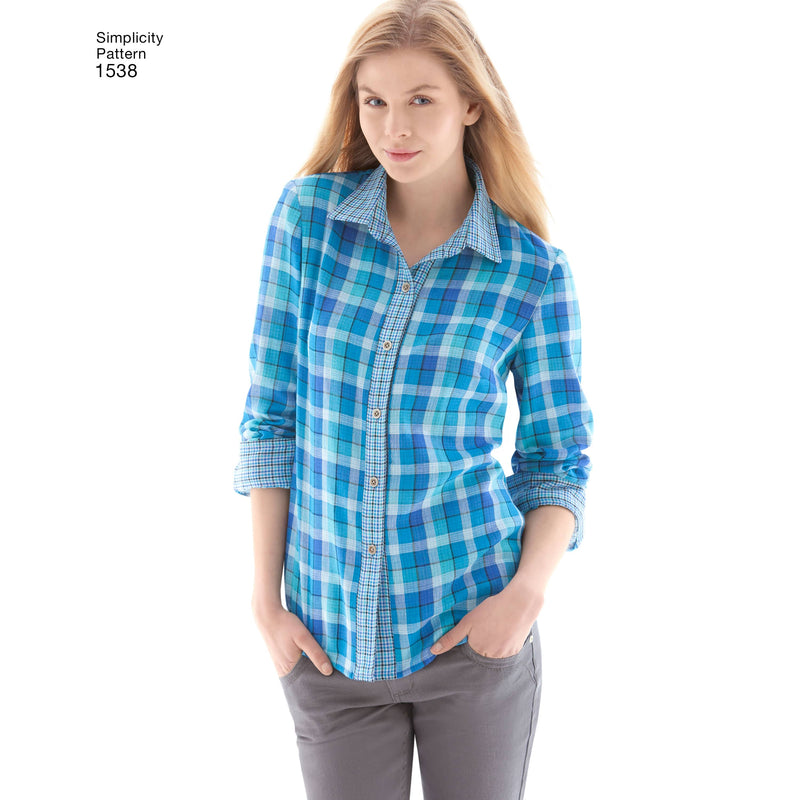 Simplicity Women's Button Front Shirt sizes 6 - 22