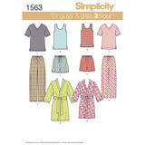 Simplicity Women's Men's and Teens' Sleepwear Sewing Pattern S1563