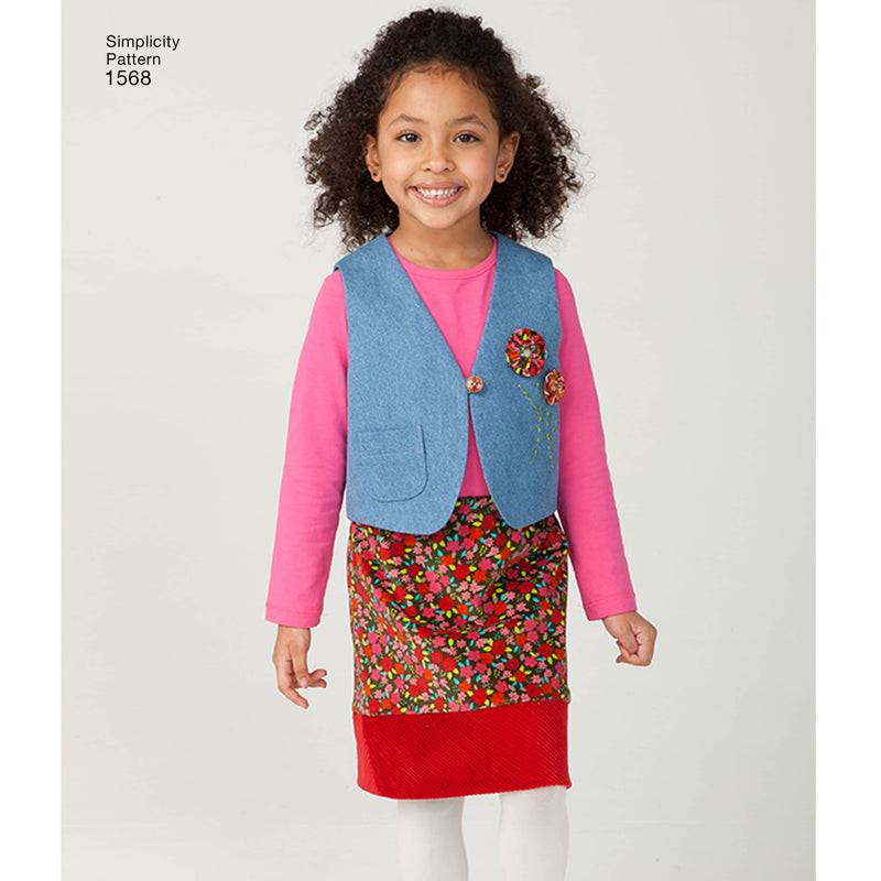 Simplicity Child's Jumper, Vest, Trousers and Skirt Sewing Pattern S1568