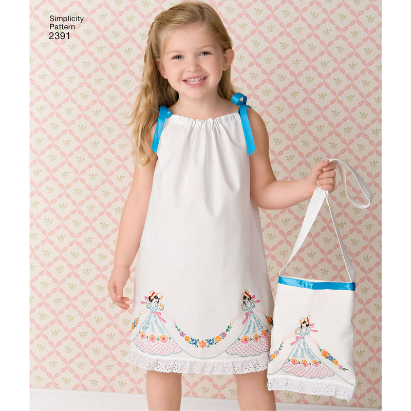 Simplicity Child's vintage pillow case fashion Sewing Pattern S2391