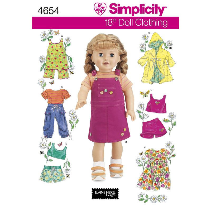 Simplicity Doll Clothes Sewing Pattern S4654