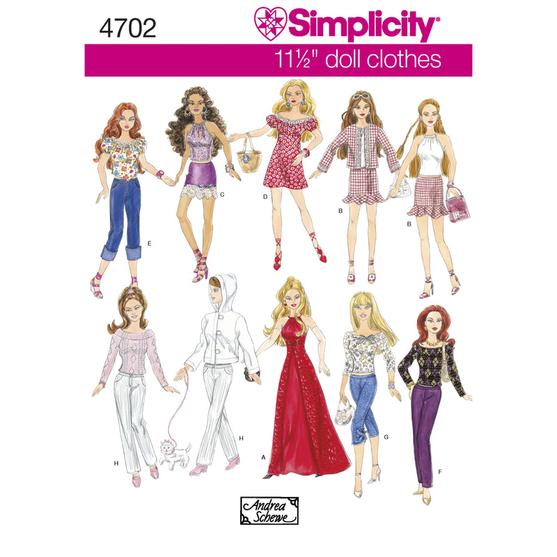 Simplicity Doll Clothes Sewing Pattern S4702