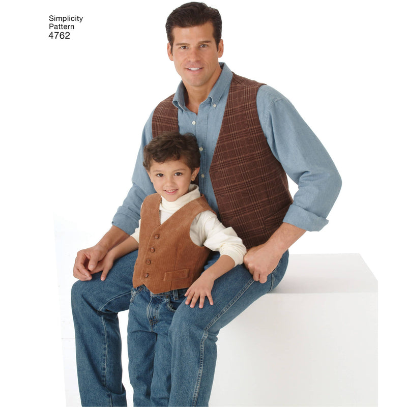 Simplicity Boys and Men Vests and Ties Sewing Pattern S4762