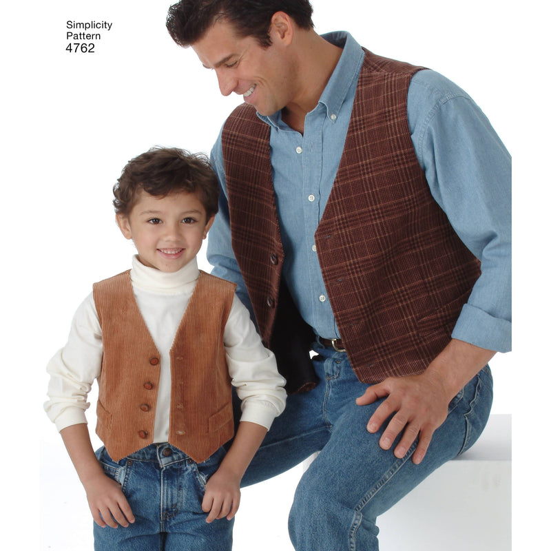 Simplicity Boys and Men Vests and Ties Sewing Pattern S4762