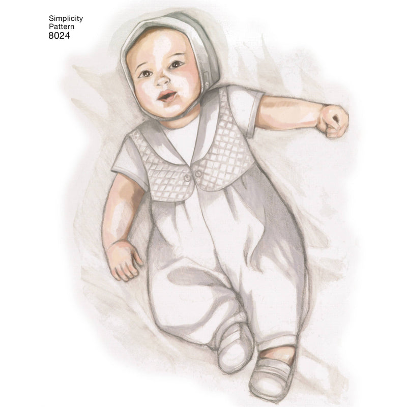 Simplicity Babies' Christening Sets with Bonnets Sewing Pattern S8024