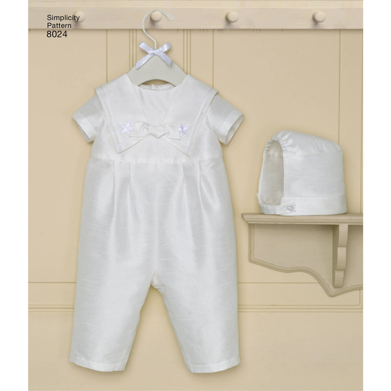 Simplicity Babies' Christening Sets with Bonnets Sewing Pattern S8024