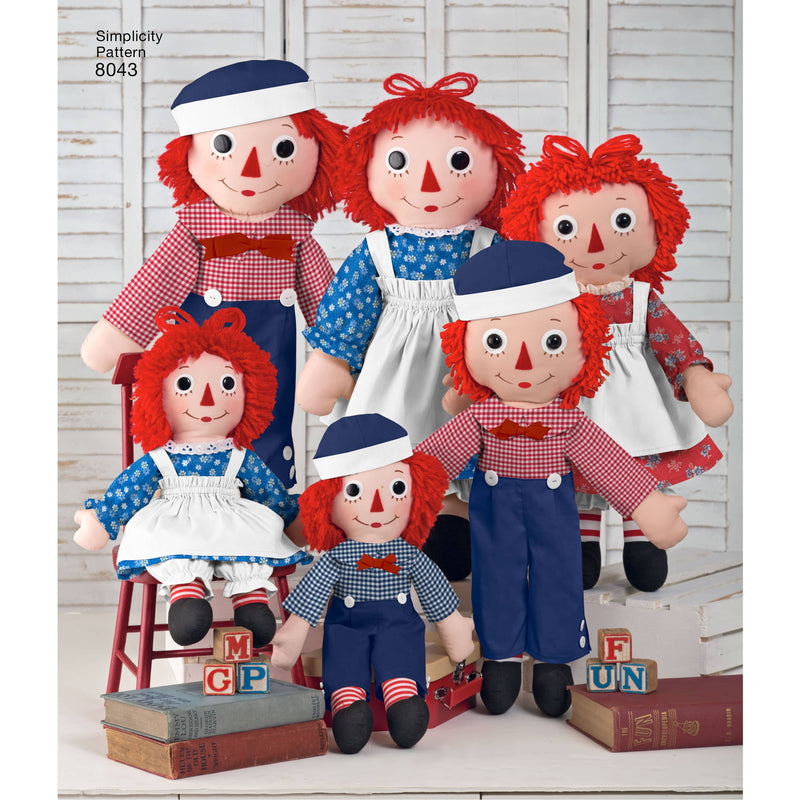 Simplicity Raggedy Ann & Andy Dolls Sewing Pattern S8043