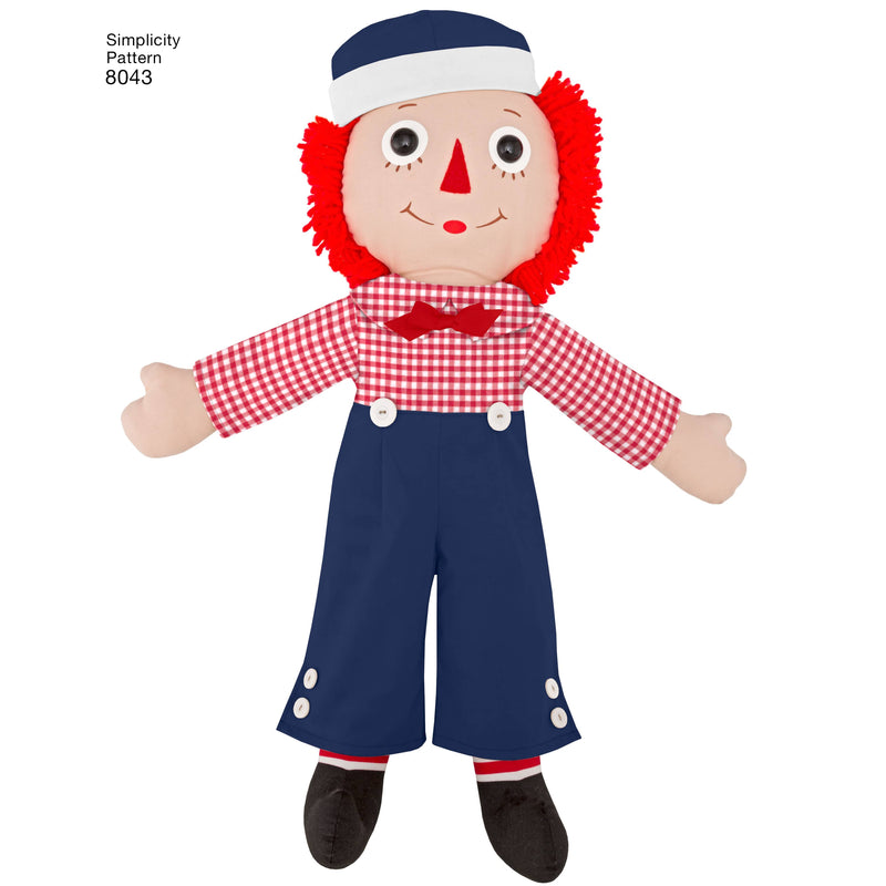 Simplicity Raggedy Ann & Andy Dolls Sewing Pattern S8043