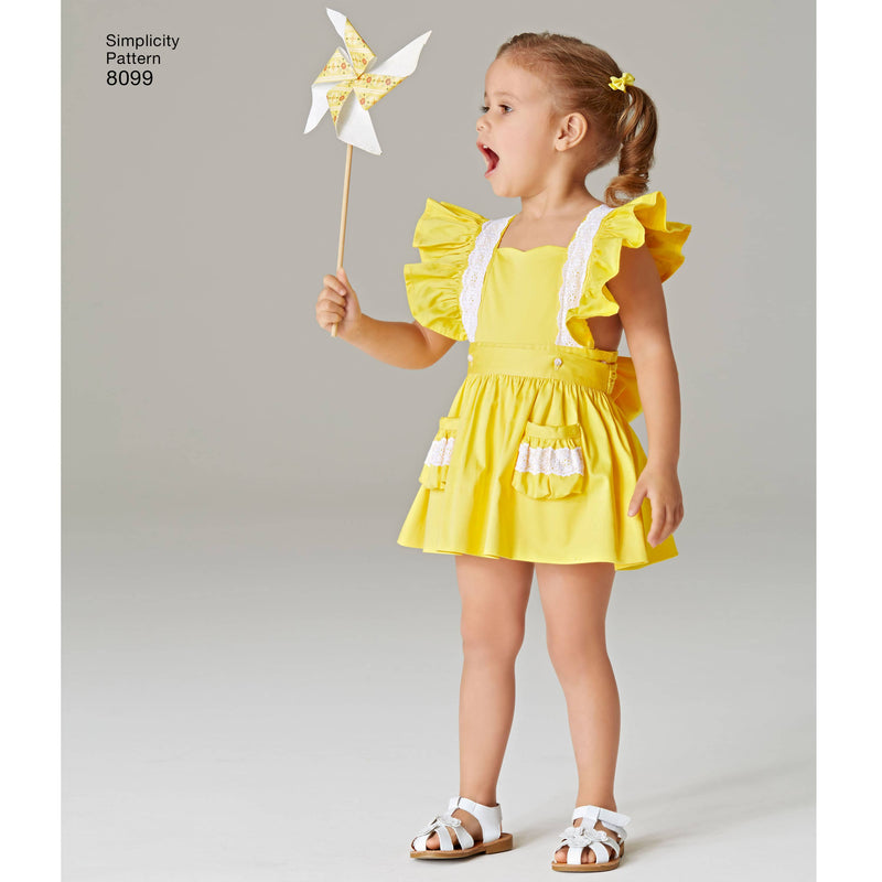 Simplicity Toddlers' Romper and Button-on skirt Sewing Pattern S8099