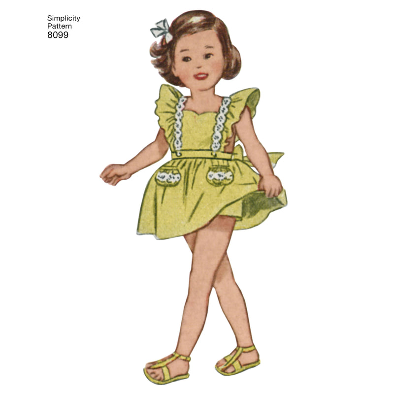 Simplicity Toddlers' Romper and Button-on skirt Sewing Pattern S8099