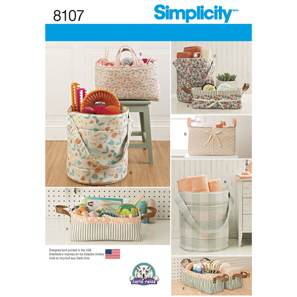 Simplicity Bucket, Basket & Tote Organizers Sewing Pattern S8107