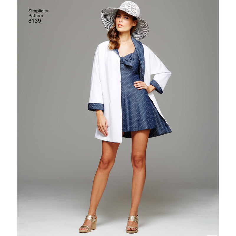 Simplicity Pattern 8139 Women's Vintage Bathing Dress and Beach Coat