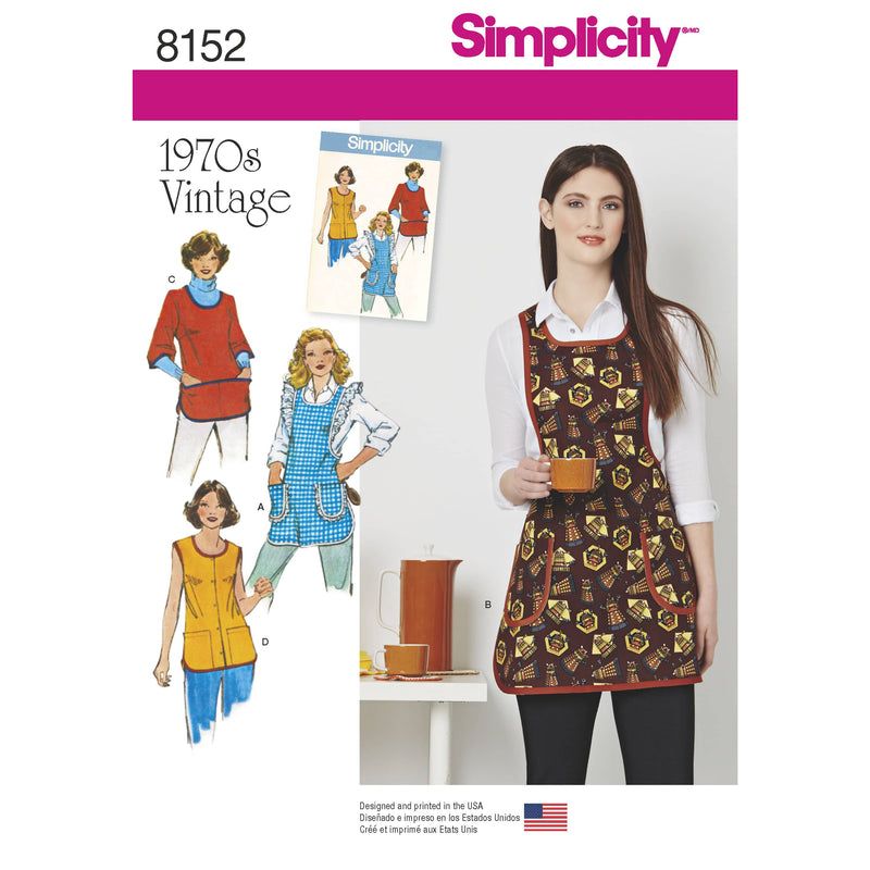 Simplicity Pattern 8152 Women's Vintage 1970's Aprons