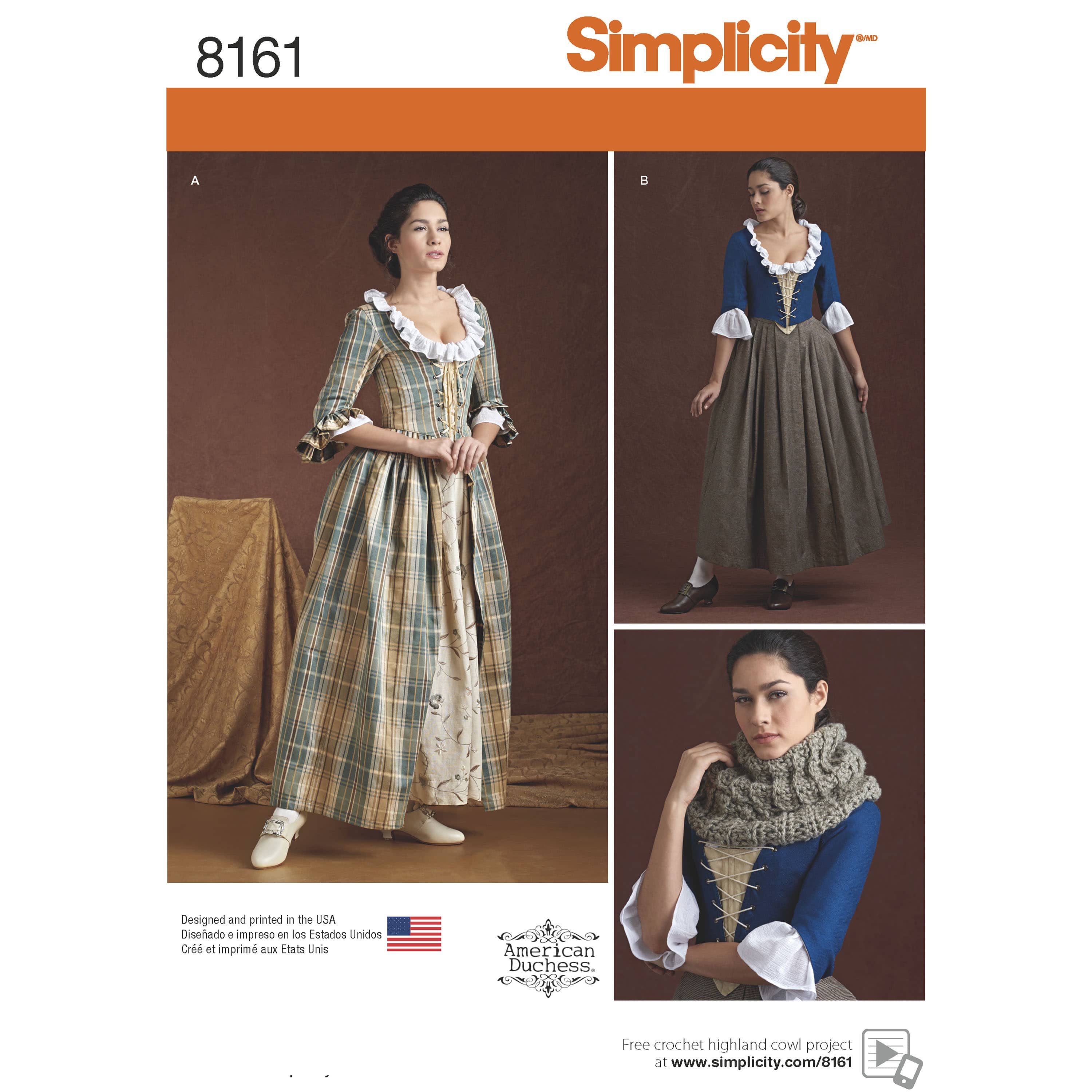 Simplicity Pattern 8161 Women's 18th Century Costumes – Lullabee Fabrics