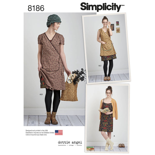 Simplicity Pattern 8186 Women's Dottie Angel Frock: Wrap & Slip Dress