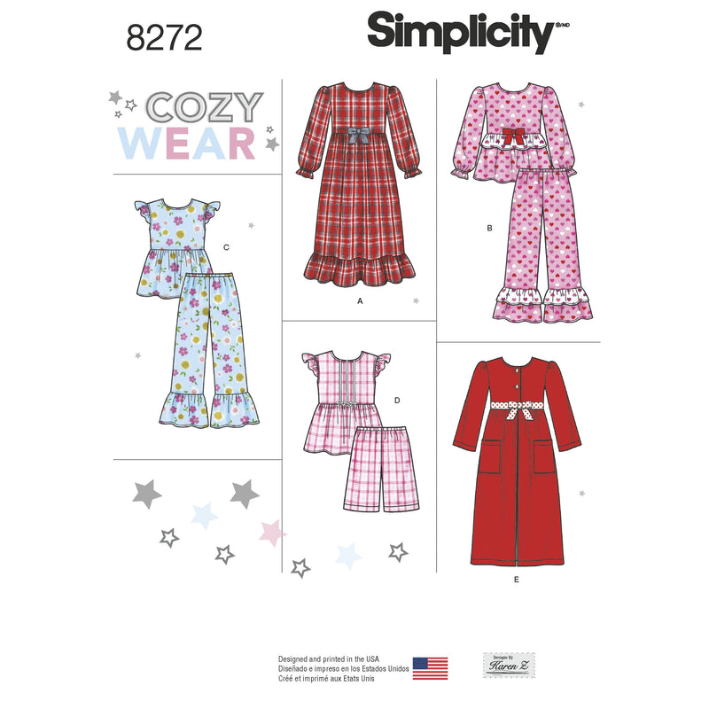 Simplicity Pattern 8272 Child's and Girl's Sleepwear and Robe