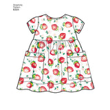 Simplicity Pattern 8304 Babies', Leggings, Top, Dress, Bibs and Headband in thress sizes S(17") M(18") L(19")