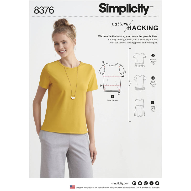 Simplicity Pattern 8376 Women’s Knit Top with Multiple Pieces for Design Hacking