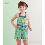 Simplicity Pattern 8395 Child's & Girls' Halter Dress or Romper Each in Two Lengths