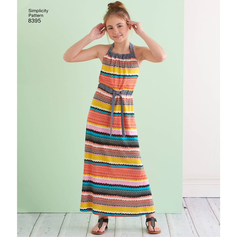 Simplicity Pattern 8395 Child's & Girls' Halter Dress or Romper Each in Two Lengths