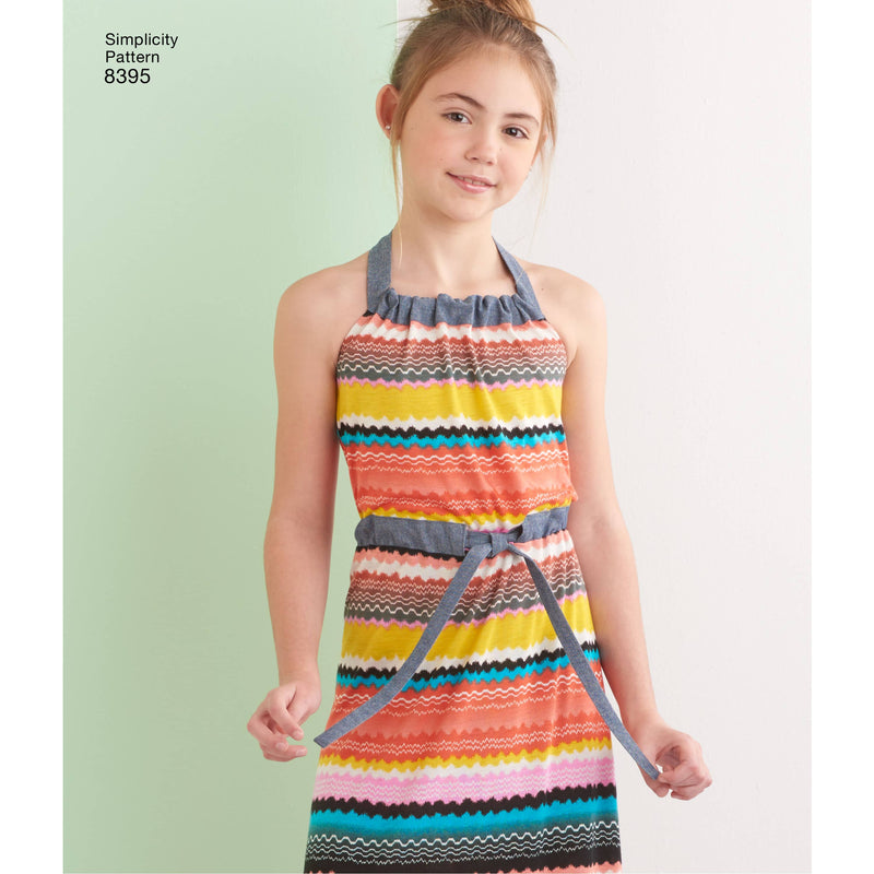 Simplicity Pattern 8395 Child's & Girls' Halter Dress or Romper Each in Two Lengths