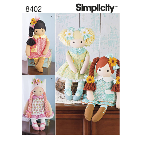 Simplicity Pattern 8402 23" Stuffed Dolls With Clothes