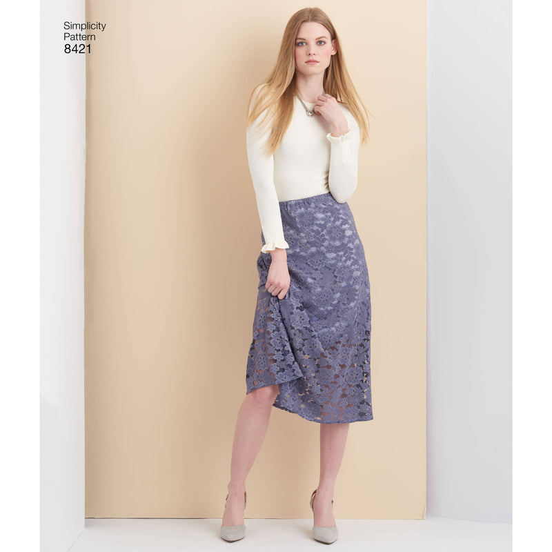 Simplicity Pattern 8421 Women's Skirts in Three lengths with Hem Variations