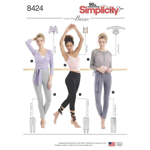 Pattern 8424 Women's Knit Leggings in Two Lengths and Three Top Options