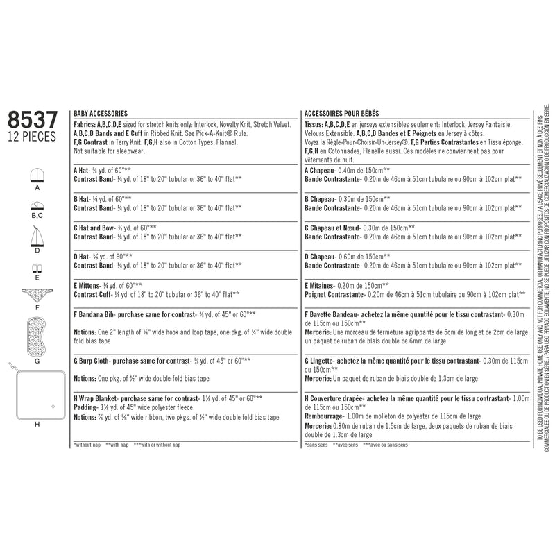 Simplicity Pattern 8537 Baby Accessories