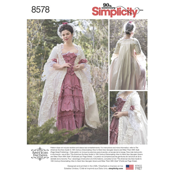 Simplicity Pattern 8578 Women's' 18th Century Gown – Lullabee Fabrics