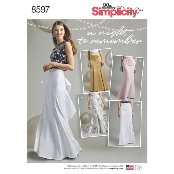 Simplicity Pattern 8597 Women's Special Occasion Skirts