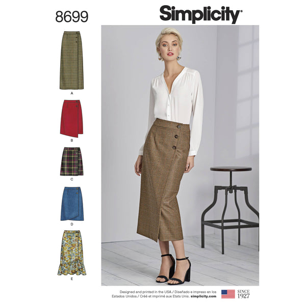 Simplicity Pattern 8699 Women's Wrap Skirts with Length Variations