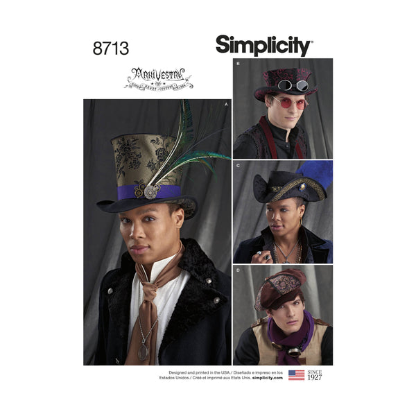 Pattern 8713 Men's Hats in Three Sizes