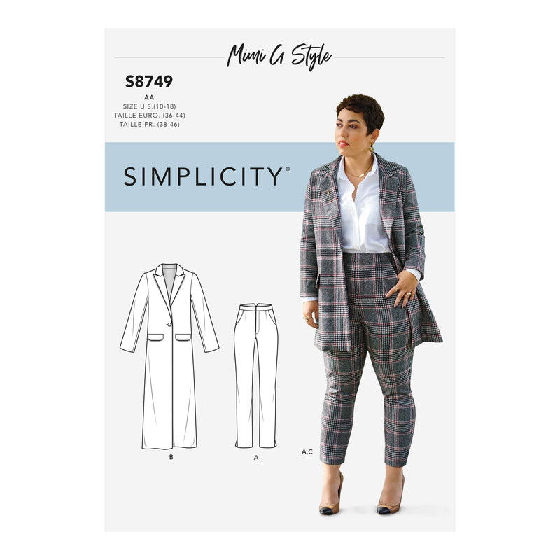 Simplicity Pattern 8749 Women’s / Plus Size Mimi G Style Coat and Pant