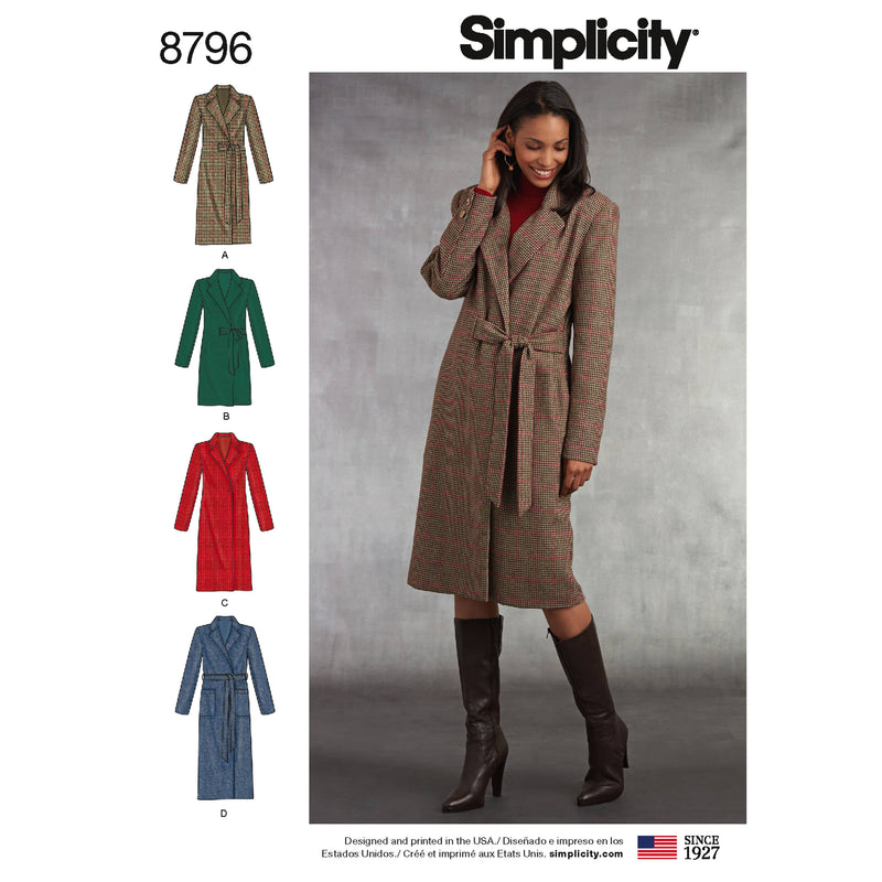 Simplicity Pattern 8796 Misses/ Petite Lined Coat