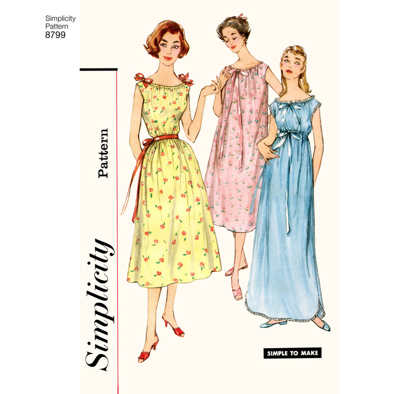 Pattern 8799 Misses' Vintage Nightgowns