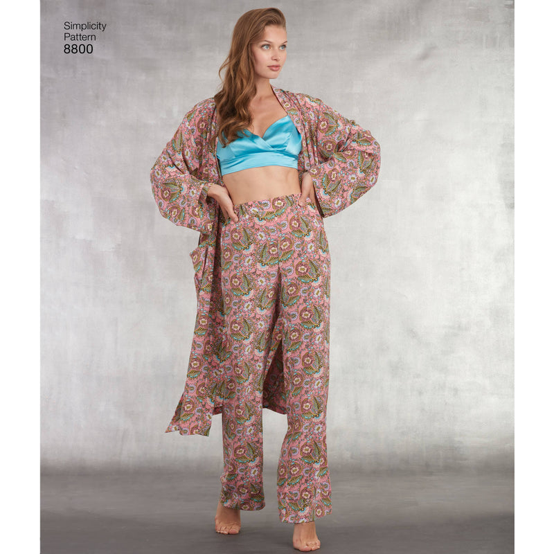 Pattern 8800 Misses' Robe, Pants, Top and Bralette