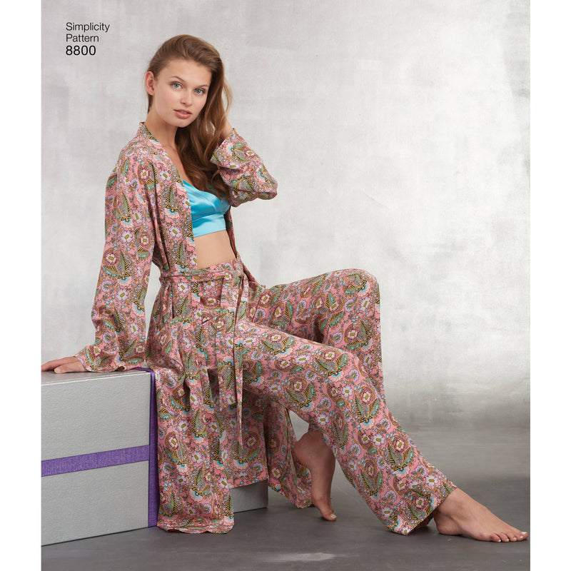 Pattern 8800 Misses' Robe, Pants, Top and Bralette