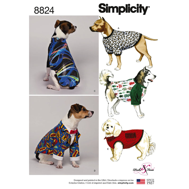 Pattern 8824 Dog Coats in Three Sizes