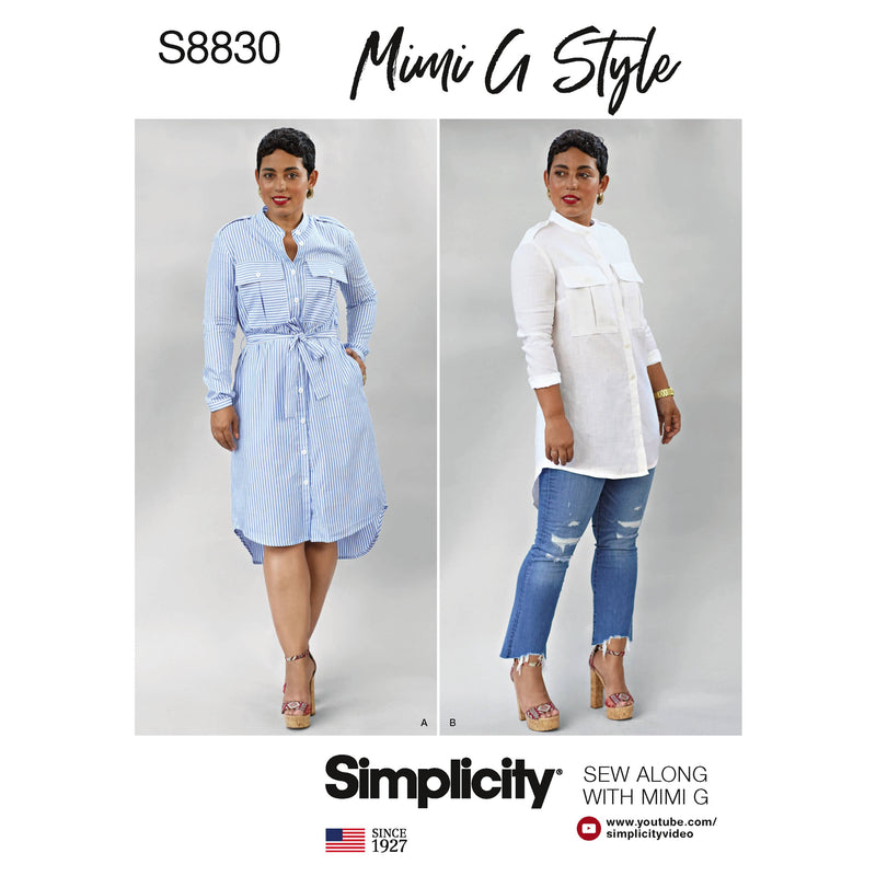 Simplicity Pattern S8830 Mimi G Misses'/Miss Petite Shirt Dress