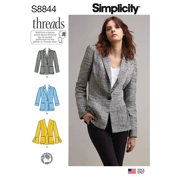 Simplicity Pattern S8844 Misses'/ Miss Petite Unlined Blazer