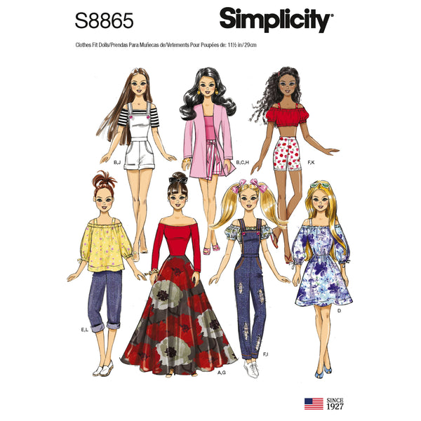 Pattern S8865 11 1/2" Fashion Doll Clothes