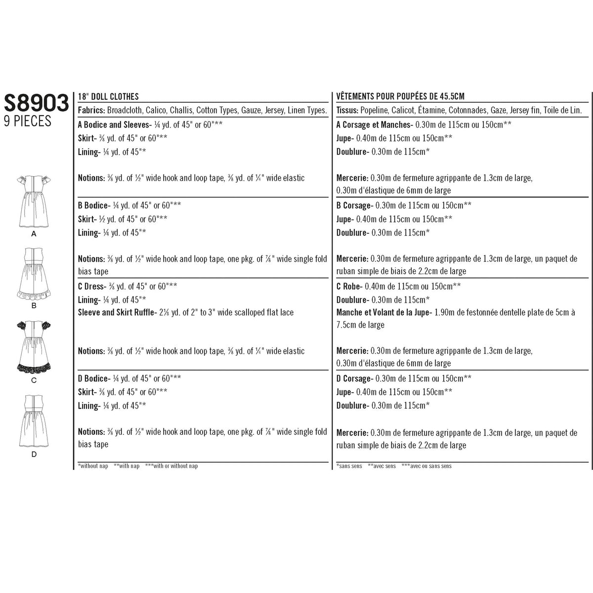 Pattern S8903 18" Doll Clothes