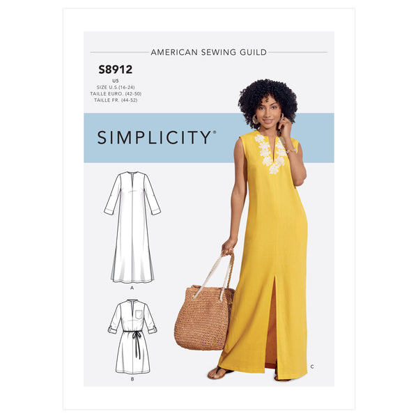 simplicity maxi dress sewing patterns Pattern S8912 Misses' Dresses – Lullabee Fabrics History Victorian Gothic Evening UT-Urban View A has contrast US Size:US 0