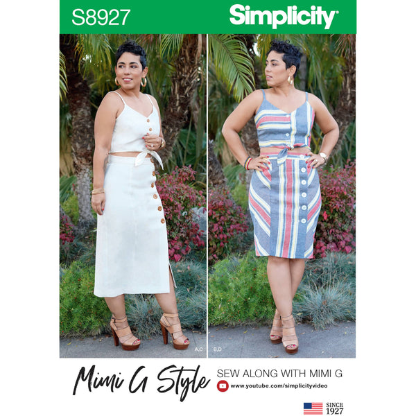 Simplicity Sewing Pattern S8927 Misses' Tie Front Tops and Skirts by Mimi G Style