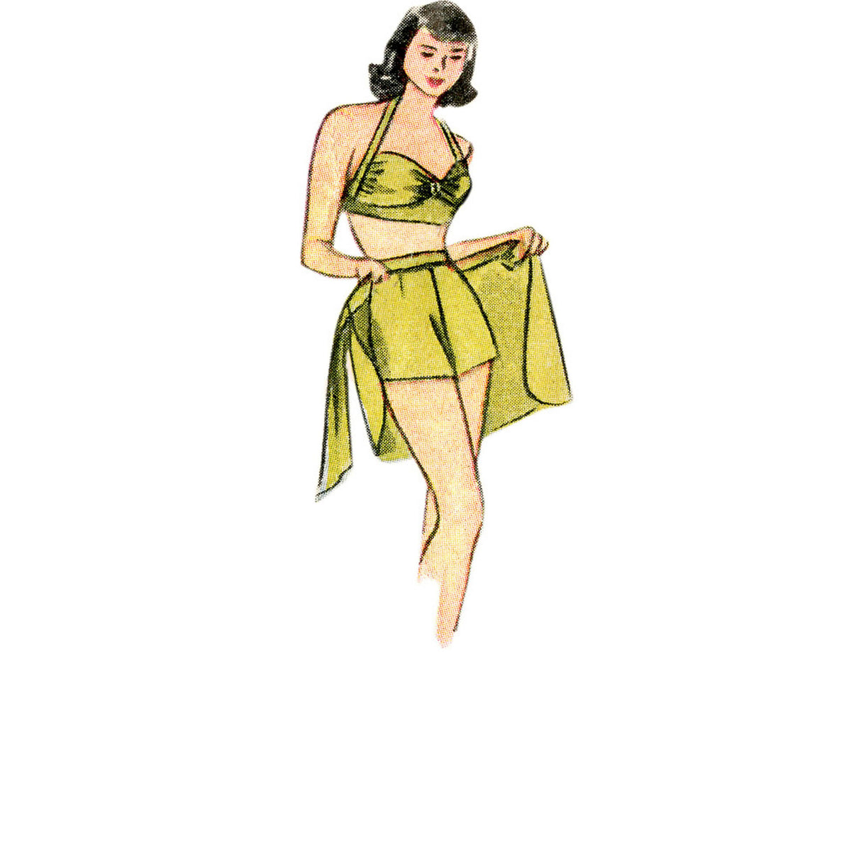 Simplicity Sewing Pattern S8932 Misses' Vintage Bikini Top, Shorts, Wrap, Skirt and Coat